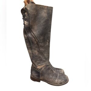 Bed Stu Manchester distressed leather over the knee lace up boots